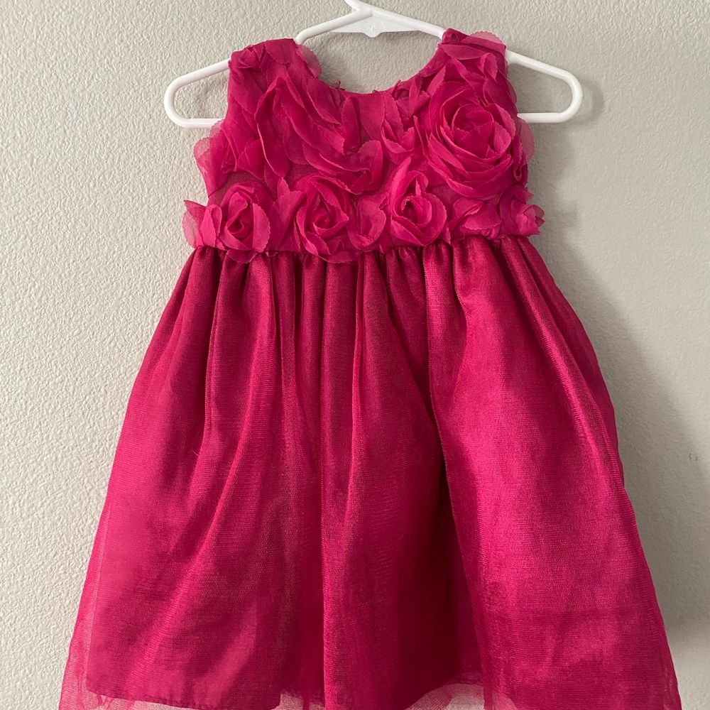 Baby girls 18 month old Christmas tulle dress pink roses